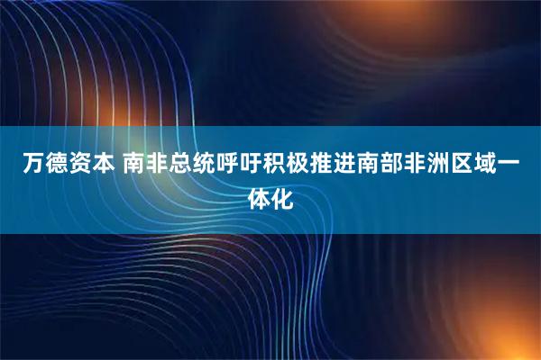 万德资本 南非总统呼吁积极推进南部非洲区域一体化